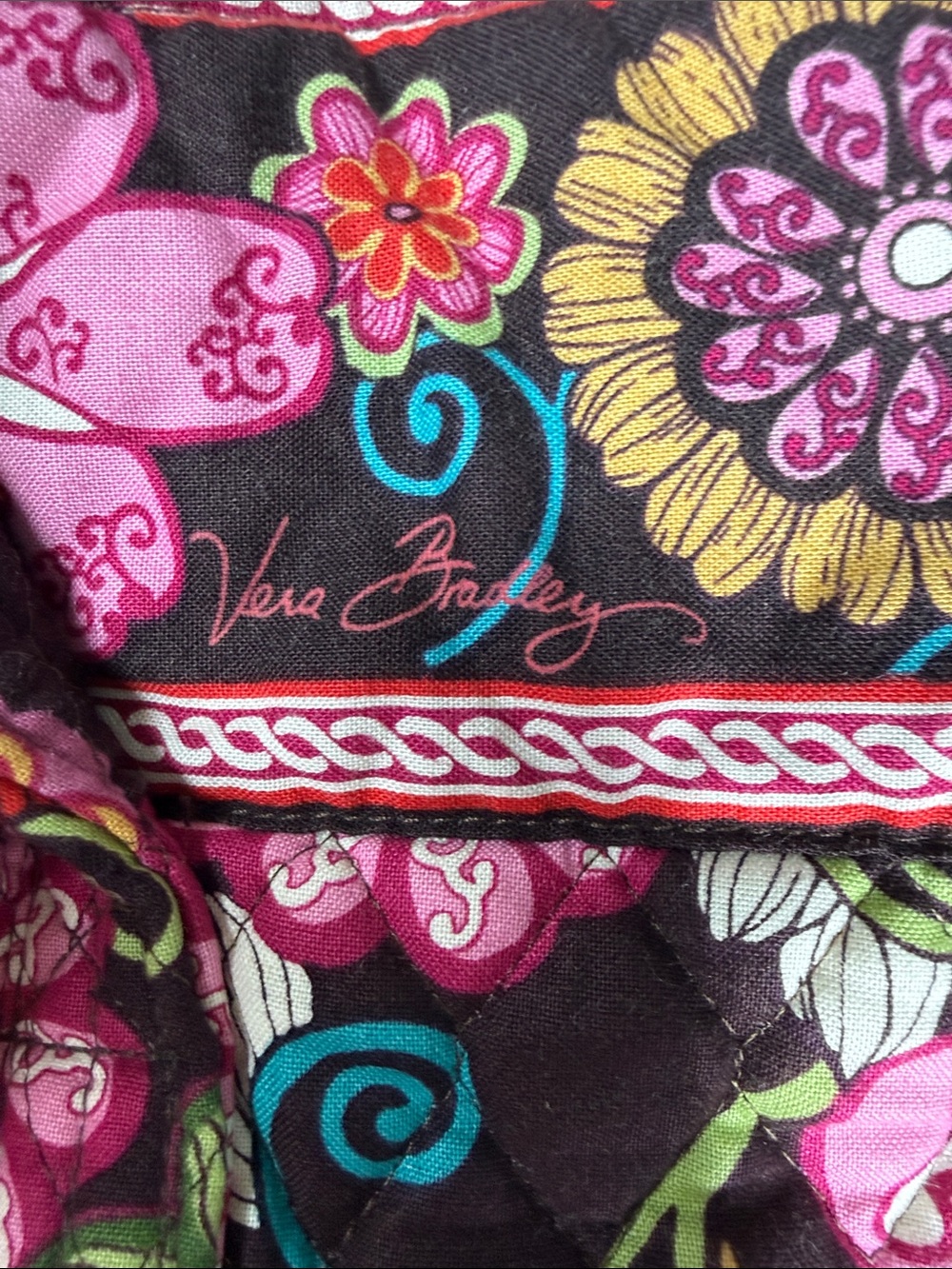 Vera Bradley quilted tote in pink Mod Floral pattern with matching small wallet - Picture 3 of 15